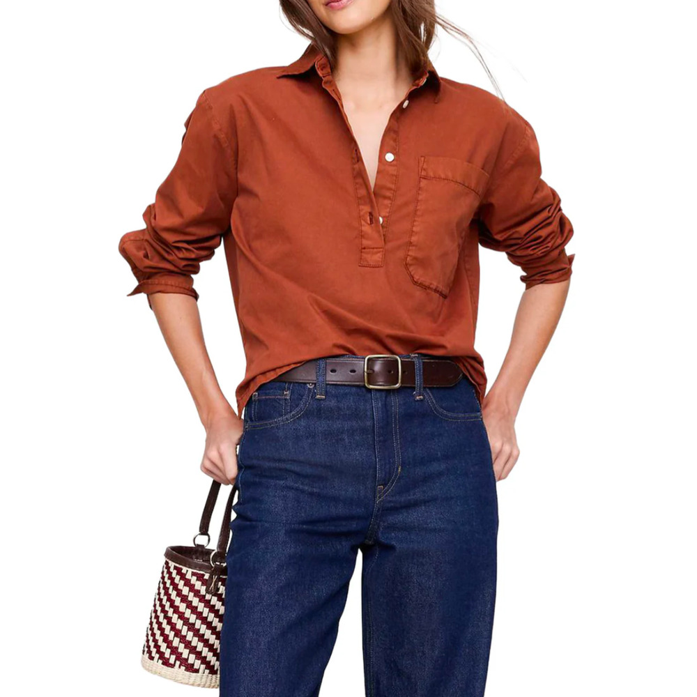 Banana Republic Rust Brown Popover Shirt